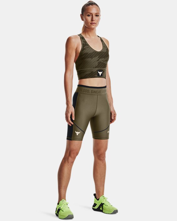 Women's Project Rock HeatGear® Bike Shorts, Green, pdpMainDesktop image number 2
